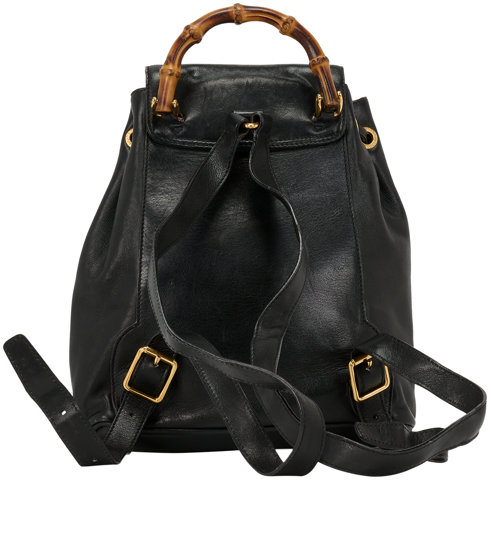 Vintage Bamboo Backpack, &pound;295, Handbags, Black, Leather, Back view